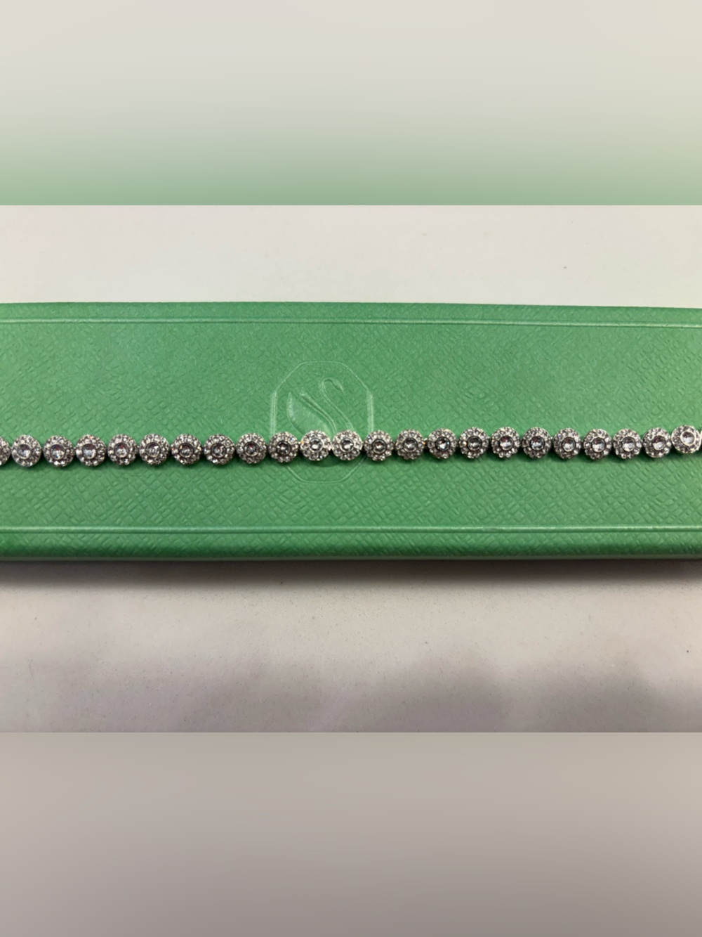 Swarovski Classic Silver Halo Crystal Tennis Bracelet - Clear Stones